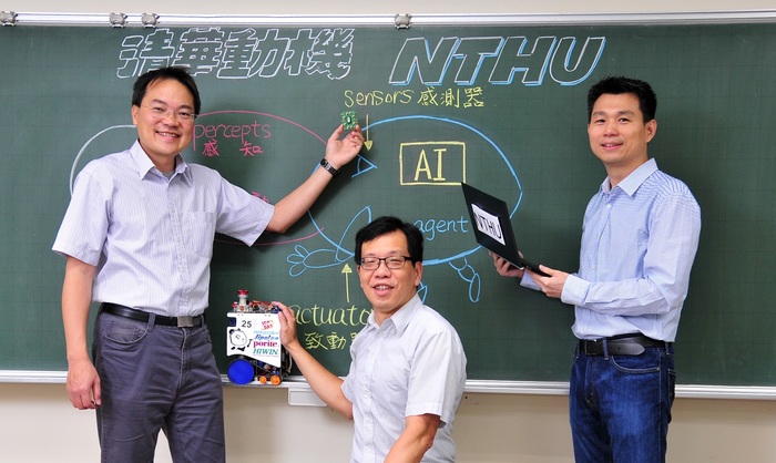 清華動機系開出AI人工智慧課程，師資群包括丁川康（右起）、鄭宏銘、李昇憲。